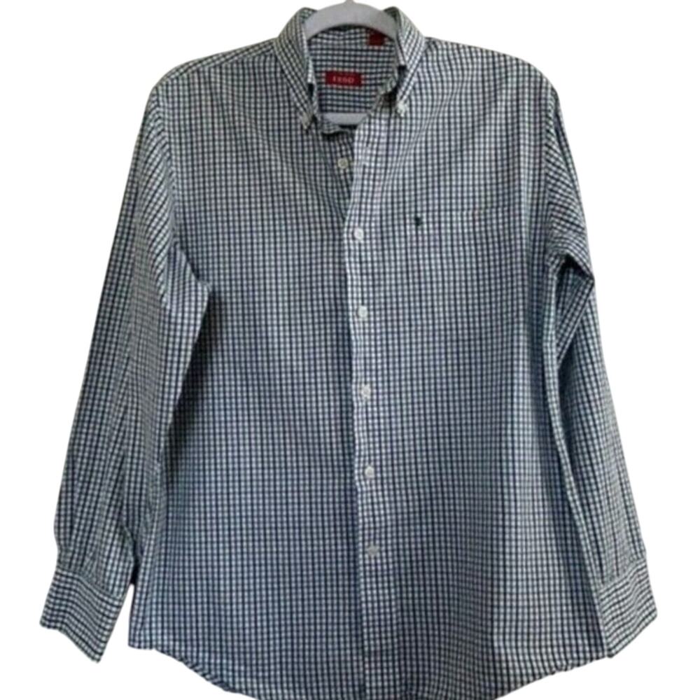 IZOD Button Down Shirt Men's Green/ White/ Blue/ Size Small Cotton Long Sleeve